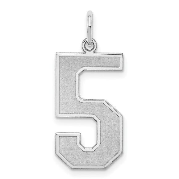 Sterling Silver, Jersey Collection, Large Number 5 Pendant - Picture 1 of 5